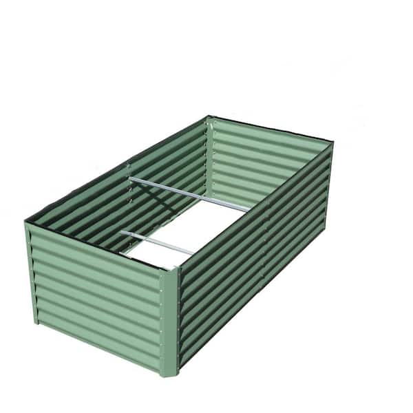 Zeus & Ruta 8 ft x 4 ft x 2 ft Green Metal Galvanized Raised Garden Bed,Planter Garden Box for Gardening Vegetables Fruits
