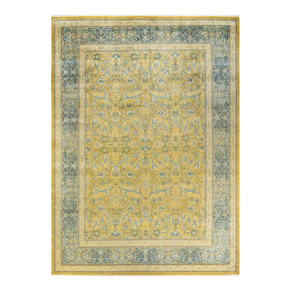 Solo Rugs Mogul One-of-a-Kind Traditional Green 10 ft. 2 in. x 14 ft. 1 in. Floral Area Rug