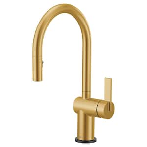 Cia 1-Handle Touchless Pull-Down Sprayer Kitchen Faucet with MotionSense Wave and Power Clean in Brushed Gold