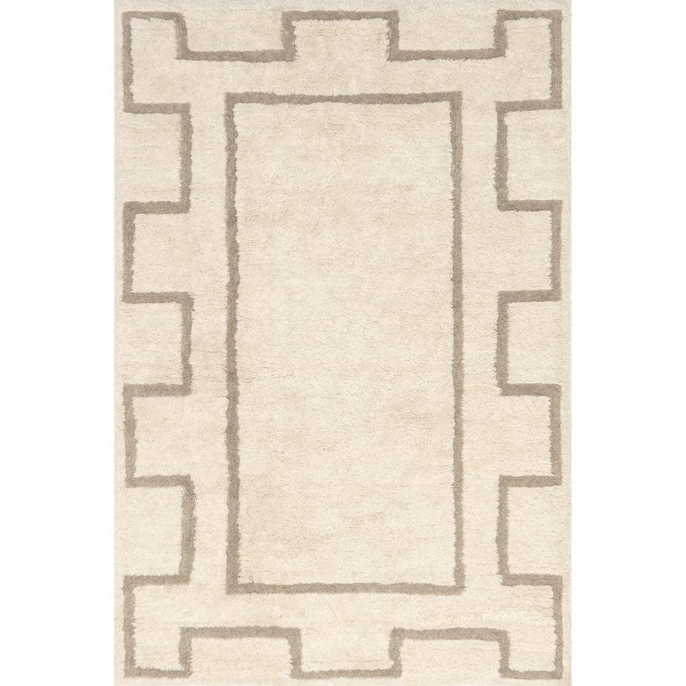 nuLOOM Murray Ivory 5 ft. x 8 ft. Geometric Wool Machine Washable