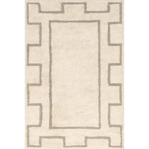 Murray Ivory 5 ft. x 8 ft. Geometric Wool Machine Washable Area Rug