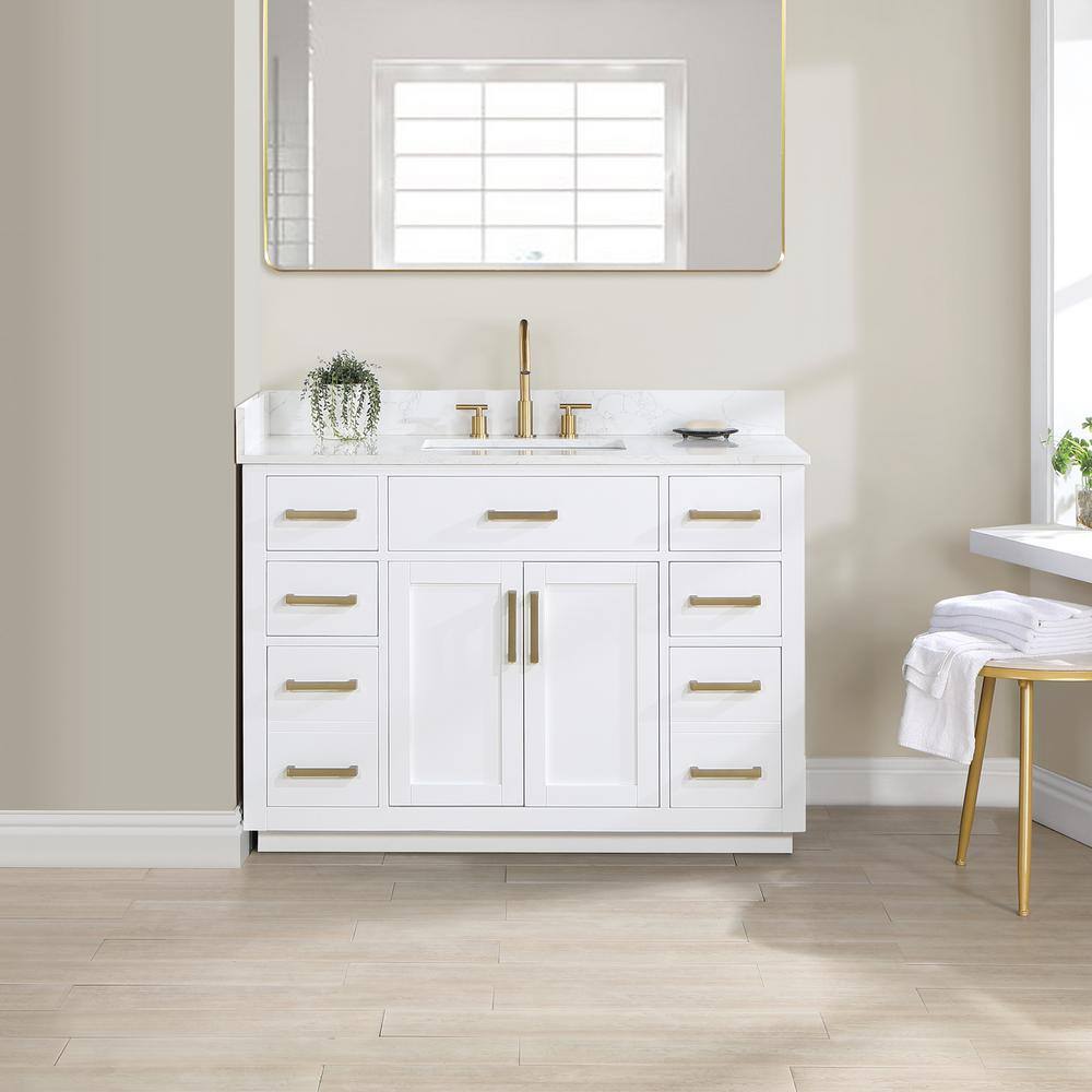 Gavino 48" White Wood Vanity with Composite Stone Top