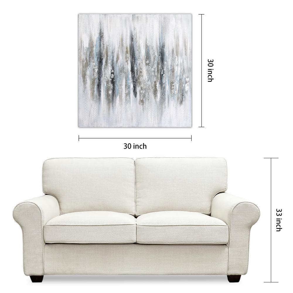 Silver Echoes Textured Hand Painted Frameless Canvas Wall Art