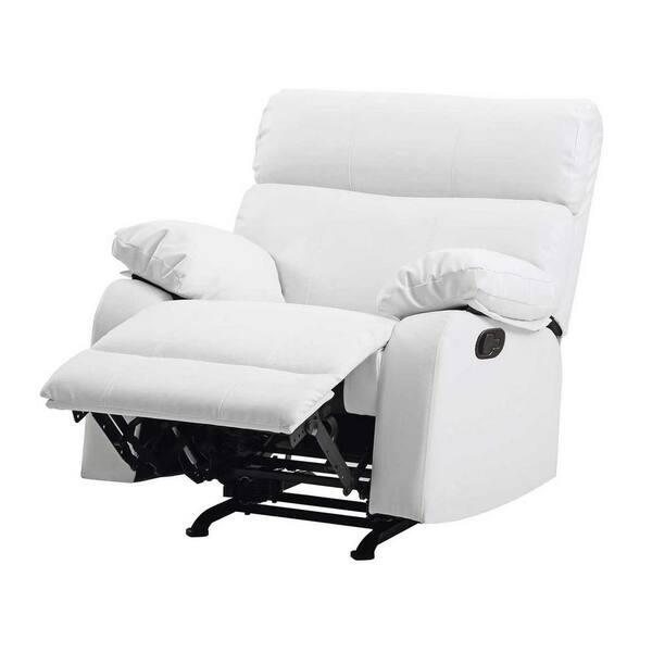 white faux leather recliner chair