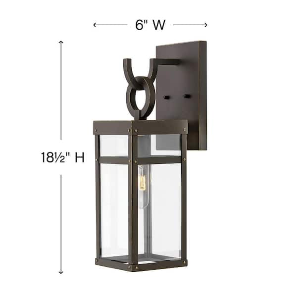 HINKLEY - Hinkley Porter Small Outdoor Wall Mount Lantern + LED bulb, Oil Rubbed Bronze