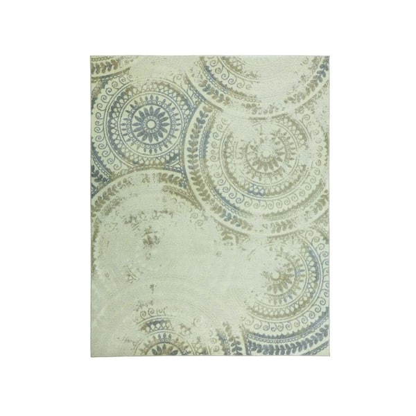 Spiral Medallion Ivory 8 ft. x 10 ft. Area Rug