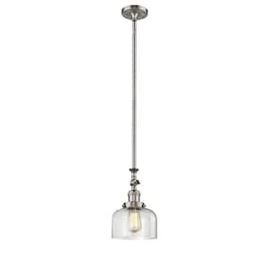 Bell 1-Light Brushed Satin Nickel Bowl Pendant Light with Clear Glass Shade