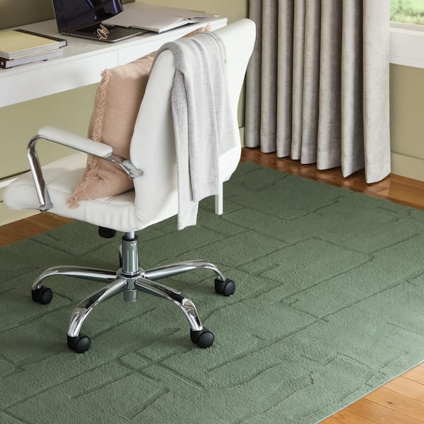 Rae Abstract Organic Washable 5 ft. x 7 ft. Sage Green Indoor Area Rug