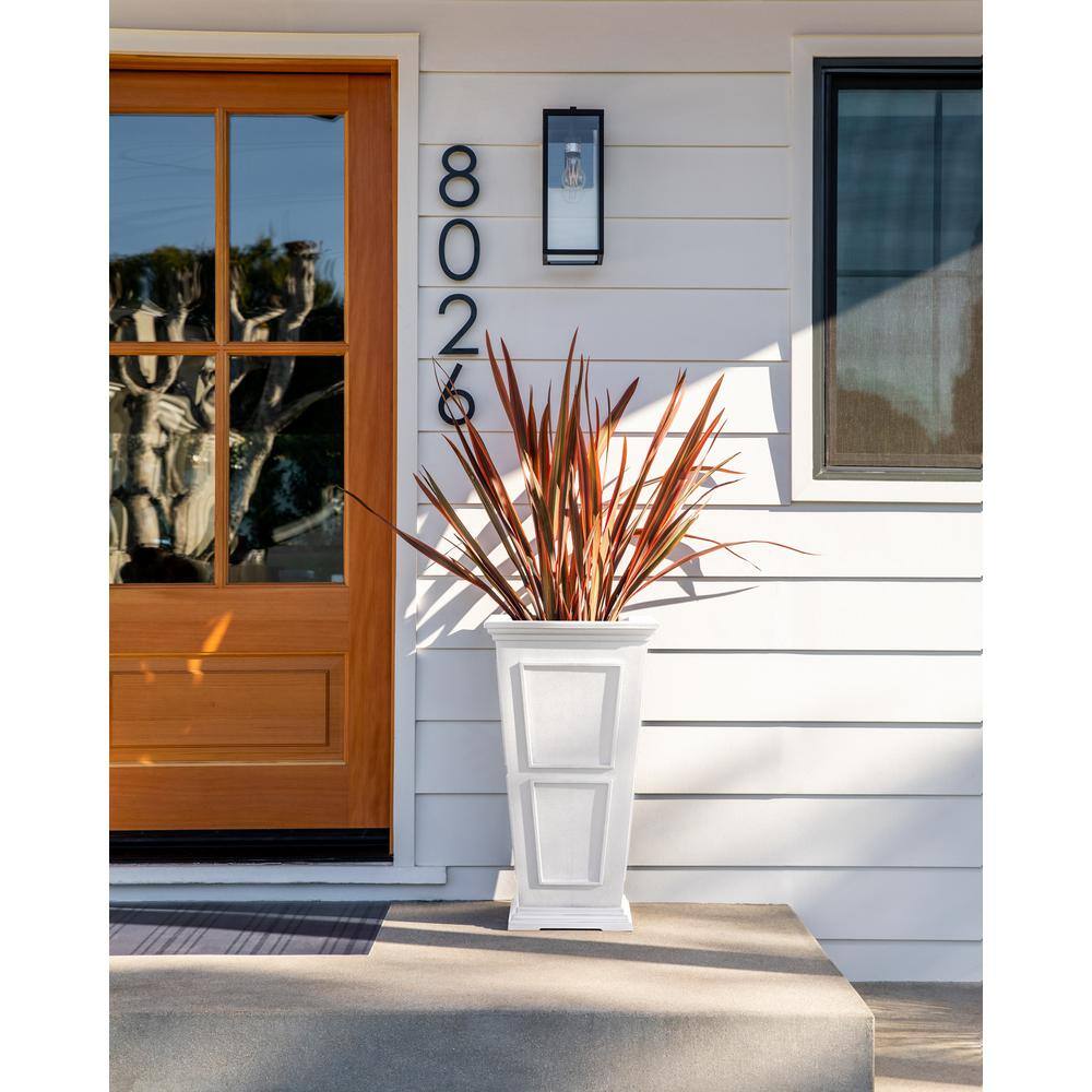 White Tall 26-inch Recycled Plastic Planter for Indoor/Outdoor Use