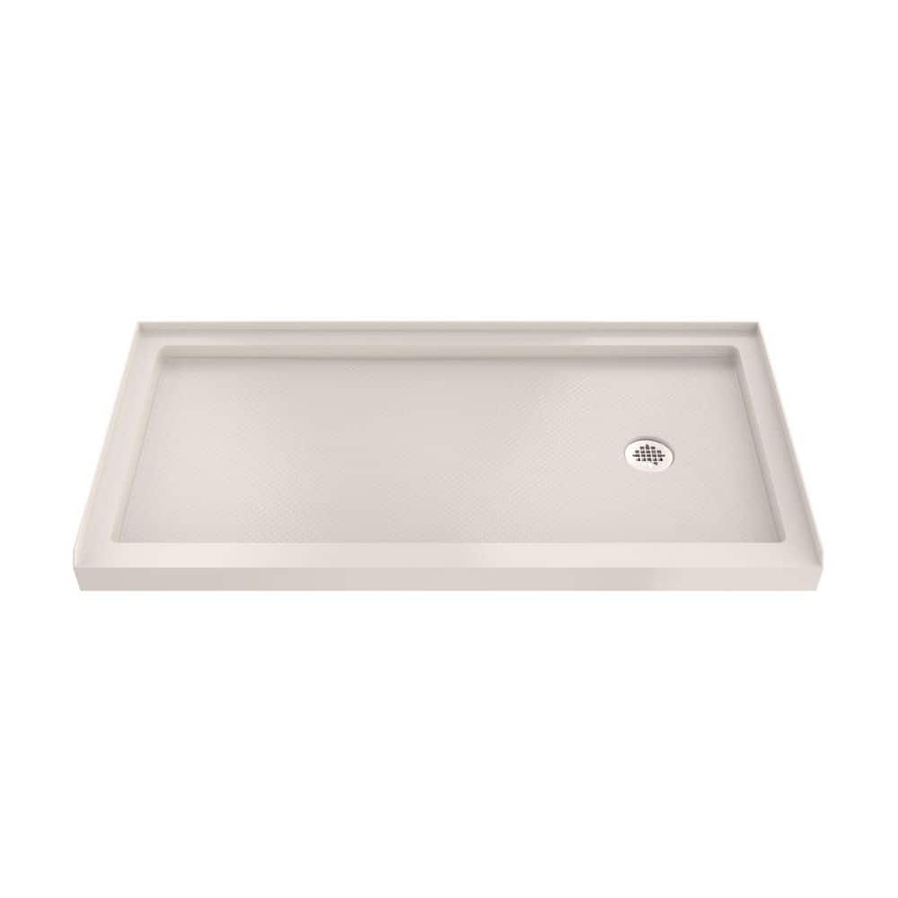 SlimLine 60 in. L x 32 in. W Alcove Rectangular Biscuit Shower Pan Base with 2 in. Round Right Drain in Polished Nickel price history on PriceWatchPro