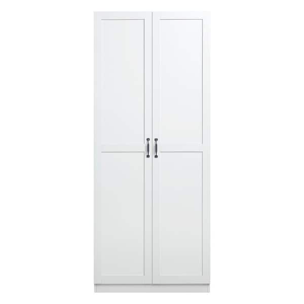 Cornelia White 71.11 in. Modern Accent Storage Closet with 4 Fixed and Adjustable Shelves