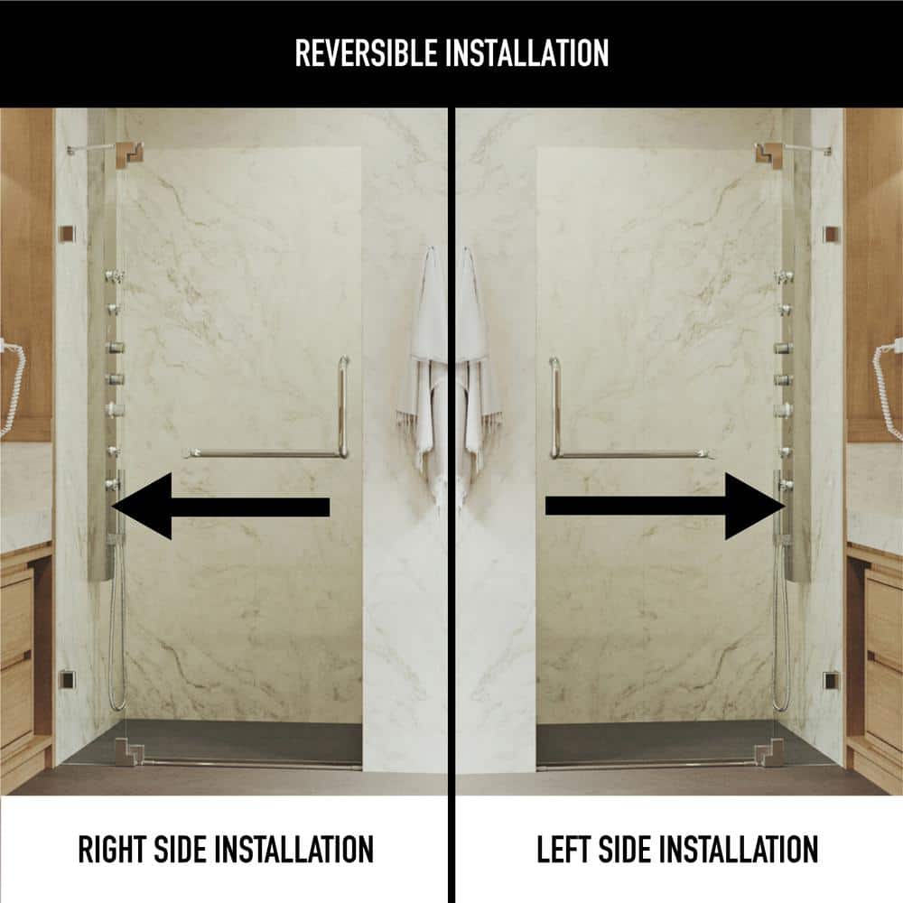 Pirouette 48" Frameless Clear Glass Pivot Shower Door Kit