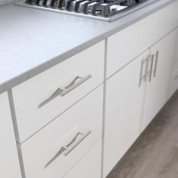 (4-Pack) Solid Bar 3 in. (76 mm) Brushed Stainless Steel Modern Cabinet Handle Drawer Pulls