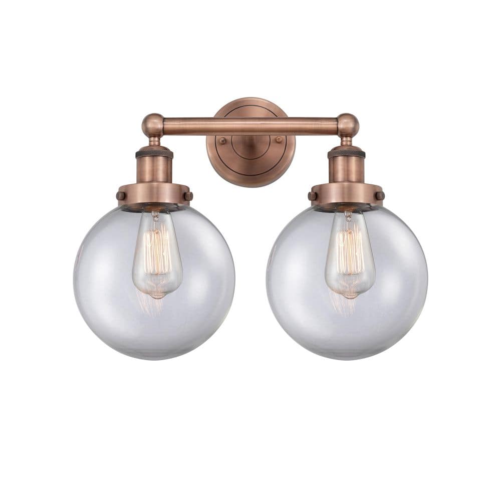 Beacon 15.5 in. 2-Light Antique Copper Vanity Light with Glass Shade price history on PriceWatchPro