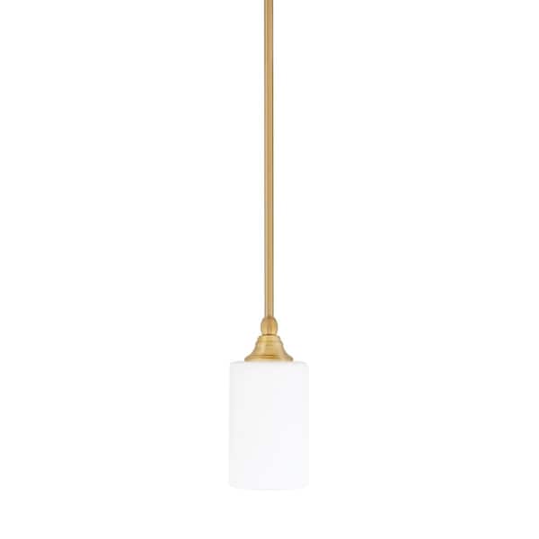Unbranded Sparta 100-Watt 1-Light New Age Brass Shaded Pendant Light Mini Pendant with White Muslin Glass and No Blulb Included
