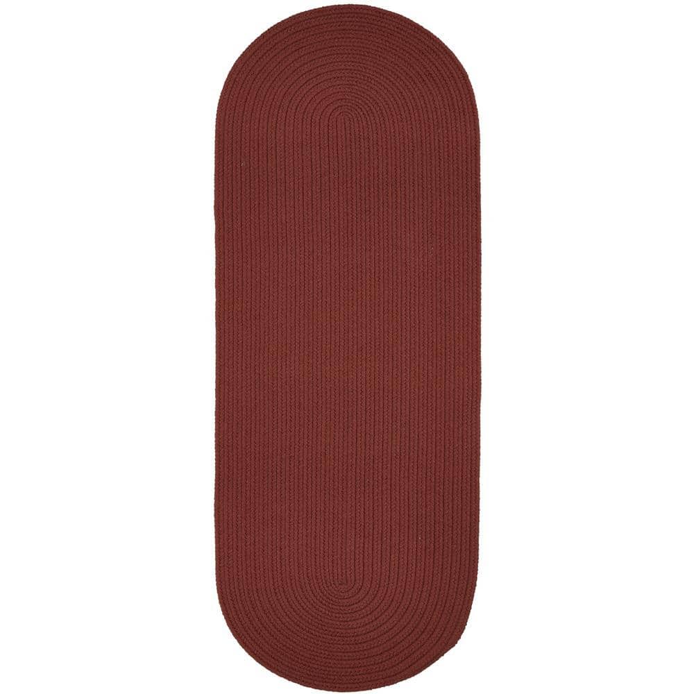 Texturized Solid Terra Cotta Poly 2 ft. x 6 ft. Braided Runner Rug