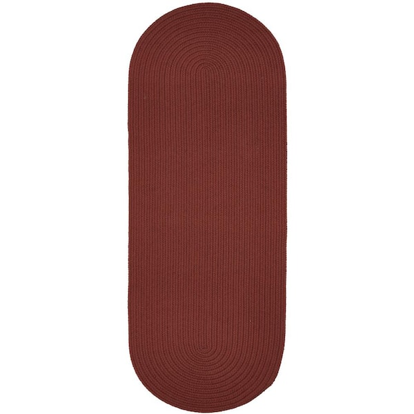 Unbranded Texturized Solid Terra Cotta Poly 2 ft. x 6 ft. Braided Runner Rug
