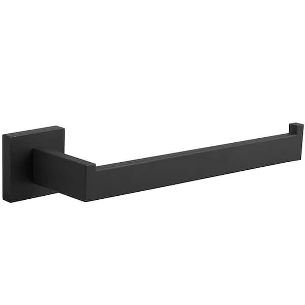 BWE Wall Mounted Toilet Paper Holder Extended Towel Bar Tissue Holder Kitchen Paper Towel Holder in Matte Black