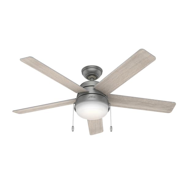 Hunter Tarrant 52 in. LED Indoor Matte Silver Ceiling Fan with Light