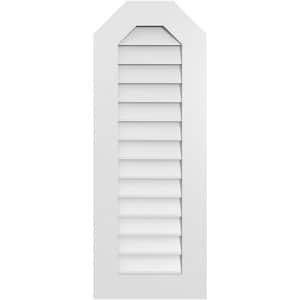 16 in. x 42 in. Octagonal Top Surface Mount PVC Gable Vent: Decorative with Standard Frame