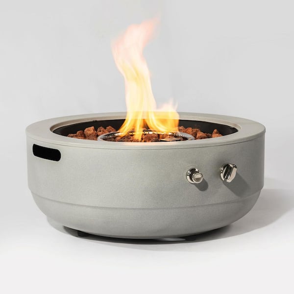 24 in. Gray Steel Propane Gas Fire Pit
