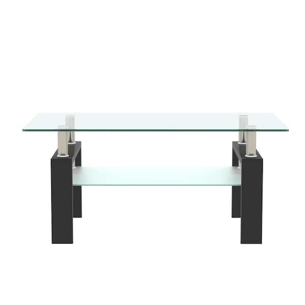 STICKON 39 .37 in. Clear Rectangle Glass Coffee Table