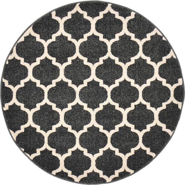 Trellis Philadelphia Black/Beige 3' 3 x 3' 3 Round Rug