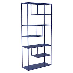 Pylo 74.0 in. Tall Blue Steel 6-Shelf Bookcase
