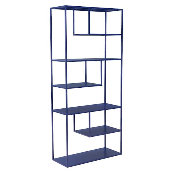 ZUO Pylo 74.0 in. Tall Blue Steel 6-Shelf Bookcase