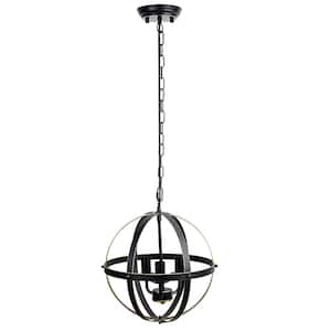 5-Light Matte Black Globe Metal Tier Pendant Light, Adjustable Hanging Ceiling Light E12 Base