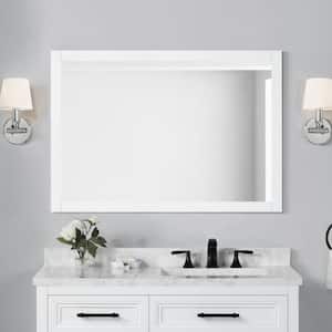 Aiken 40 in. W x 28 in. H Framed Rectangular Bathroom Vanity Mirror in White