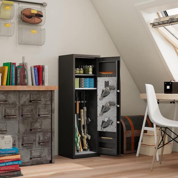 Gun Safes for Home Rifle And Pistols, Fingerprint Electronic Safe With Quick Access, Pantry Organizer, Black