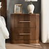 JAYDEN CREATION Emiliana Walnut 2-Drawer 26.25 in. W Nightstand with Built-in Integrated Charging Station NSGG1445-WAL