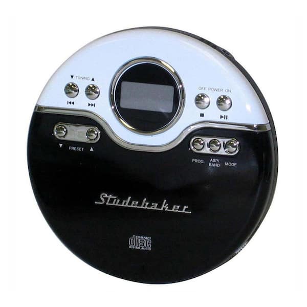 Studebaker Joggable Personal CD Player with PLL Radio in Black/White