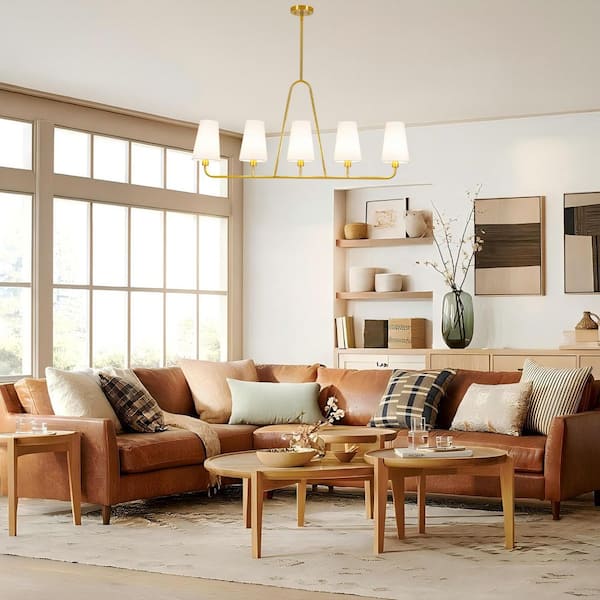 Rennnsan Corra 42.9 in. 5-Light Brass Boho Linear Chandelier with