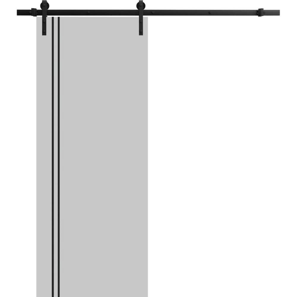 Assembly Required 28 in. x 96 in. 1-Panel Matte Grey Solid Wood with Honeycomb Sliding Barn Door with Hardware Kit price history on PriceWatchPro