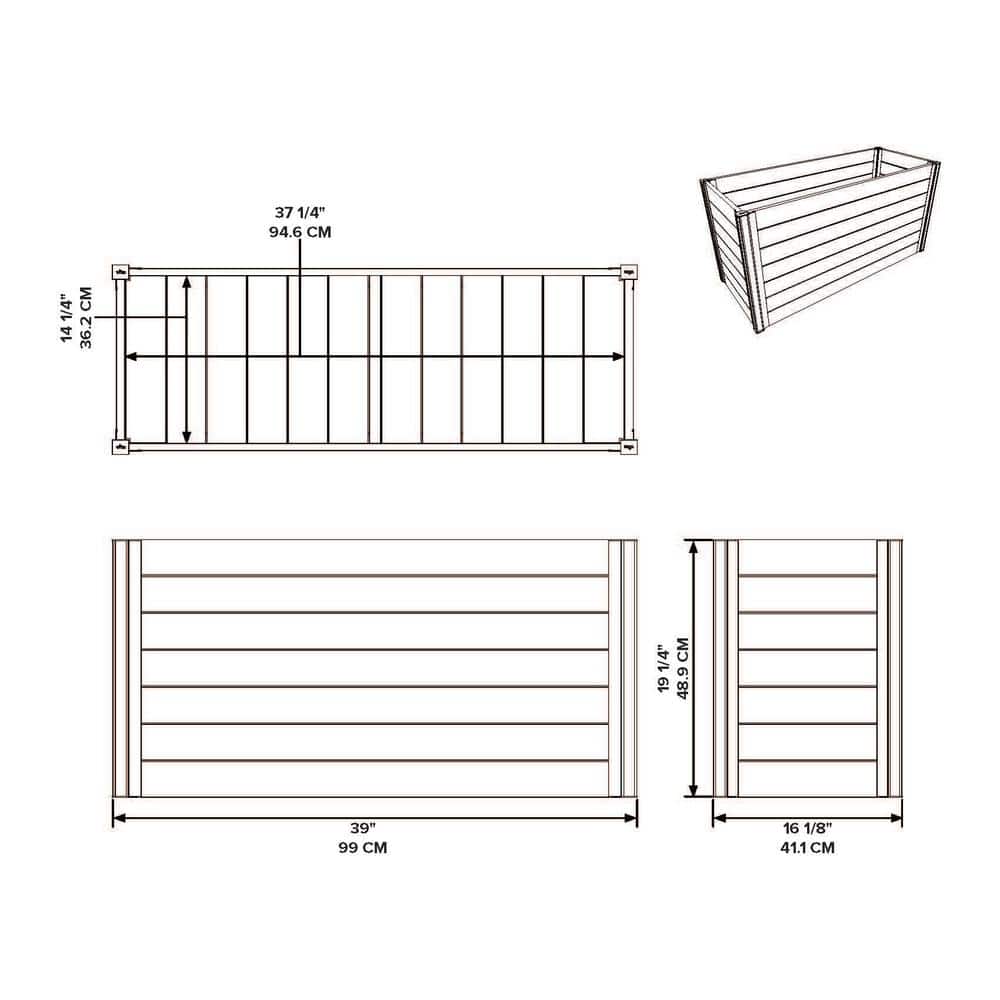 Mezza 39" Cedar Parklette Planter with Black Posts