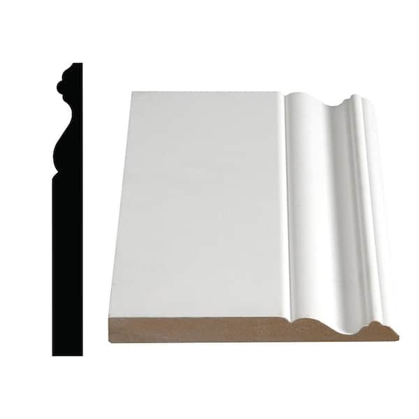 Alexandria Moulding 5/8 x 5.9/16 x 96inch U/L MDF Primed Colonial Baseboard pack (4 Pack)