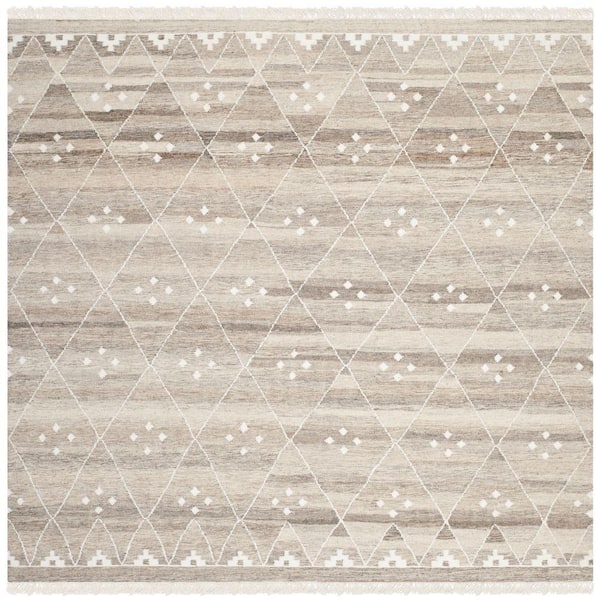 SAFAVIEH Natural Kilim Natural/Ivory 5 ft. x 5 ft. Square Geometric Area Rug