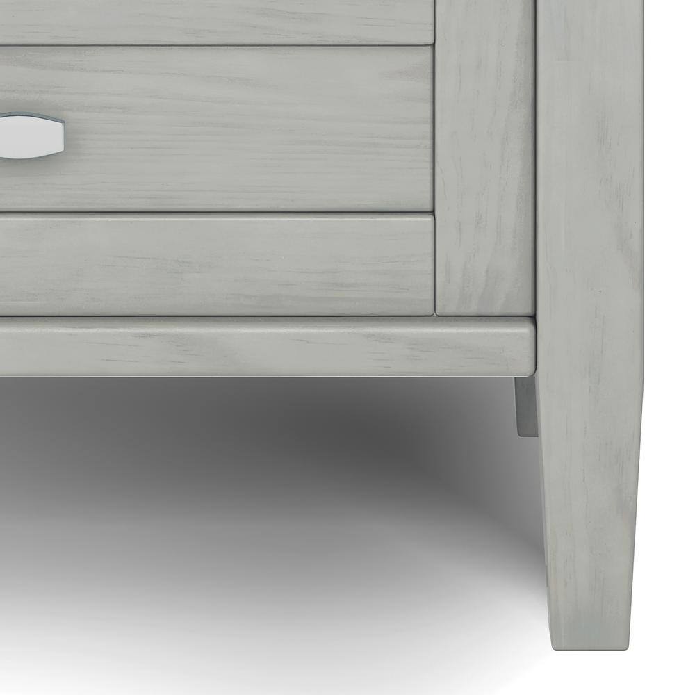 Fog Grey Solid Wood End Table with Storage Drawer