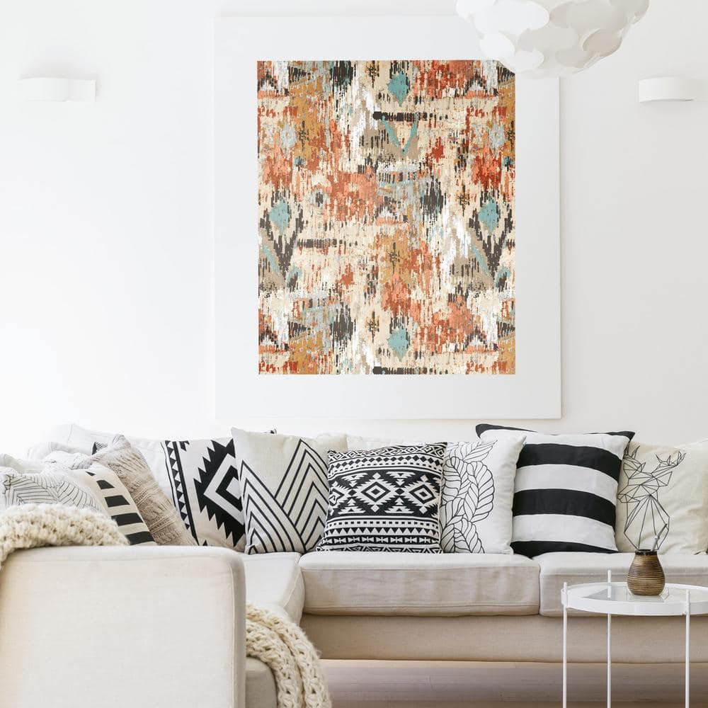 Orange Aztec Peel and Stick Vinyl Wallpaper Roll