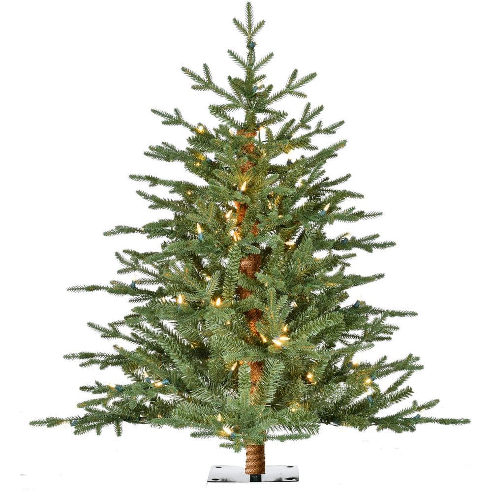 Fraser Hill Farm 3 ft. Pre-Lit Artificial Christmas Tree with Light-Up Star  and Vintage Bulb Covers in Green FFRS036-1TRE-WT - The Home Depot