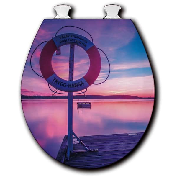 Unbranded Docks End Round Closed Front Toilet Seat in White