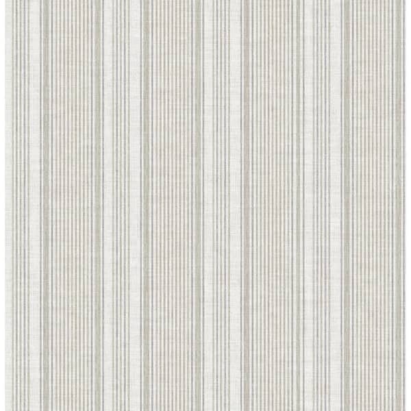 A-Street Prints Ayanna Neutral White Striped Wallpaper Sample