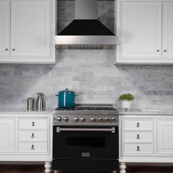 30 in. 4 Burner Dual Fuel Range with Black Matte Door in Fingerprint Resistant Stainless Steel
