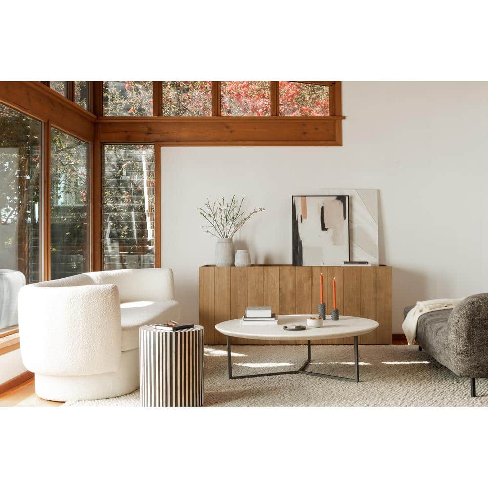 Rumi 15 in. Round Art Deco Bone Veneer over MDF End Accent Table with Black Resin Finish price history on PriceWatchPro