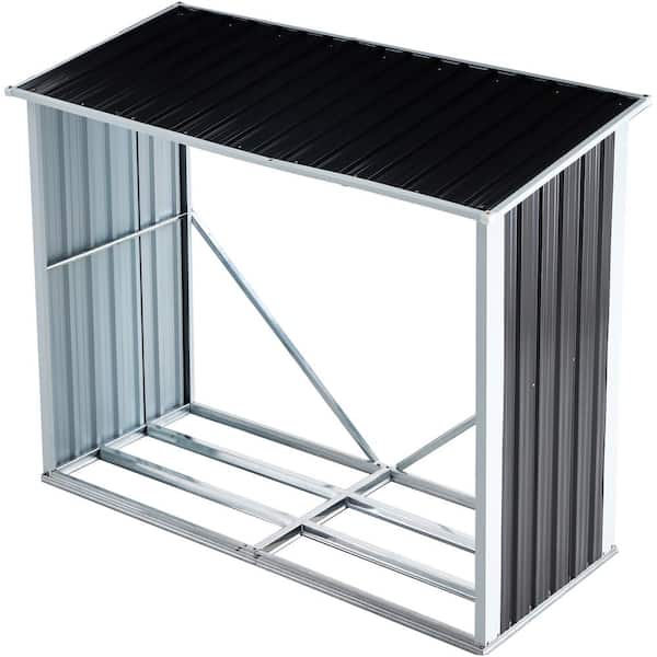 6 ft. W x 3 ft. D Dark Gray Metal Log Storage Shed with Roof (18 sq. ft.)