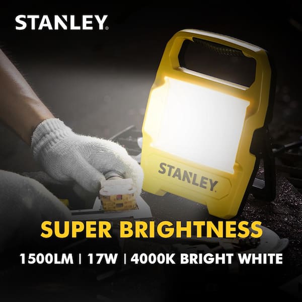 US Stanley 2500 Lumen LED Work Light Stand Integrated LED 4000K Outdoor Lighting
