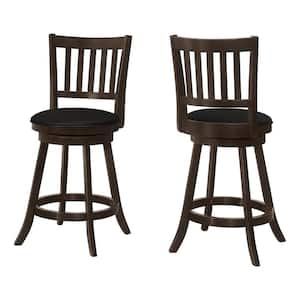 23.25 in. Espresso High Back Wood Bar Chair with Faux leather Seat Set of 2