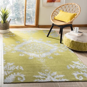 Stone Wash Chartreuse 5 ft. x 8 ft. Floral Area Rug